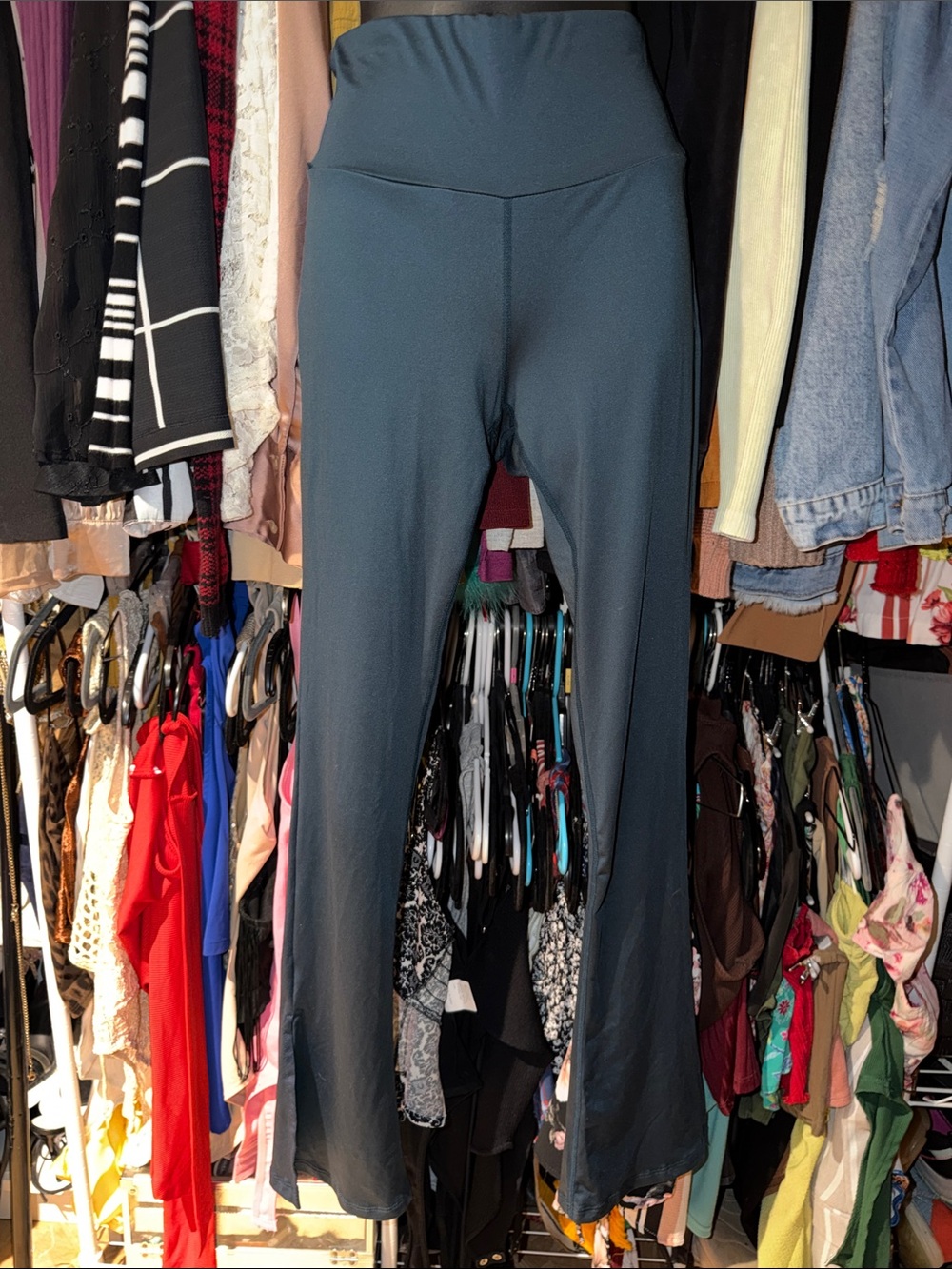 SHEIN Dark Teal High-Waist Flare Leggings